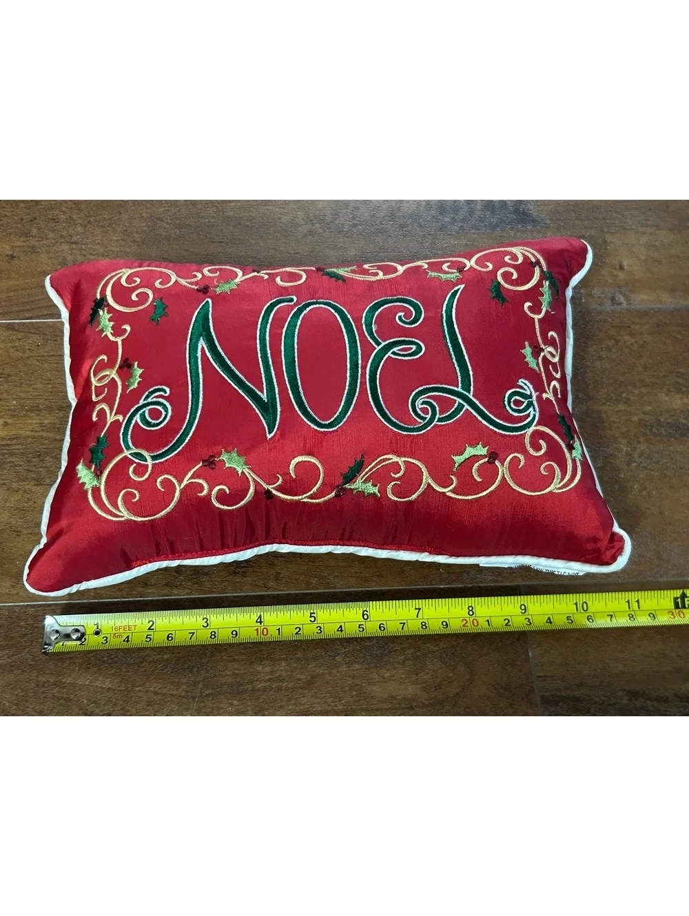 Set of 2 Red NOEL Embroidered Christmas Decorative Pillows